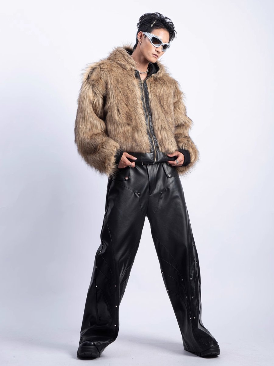 [PLAN1ONE] reversible leather cotton jacket  FE0616