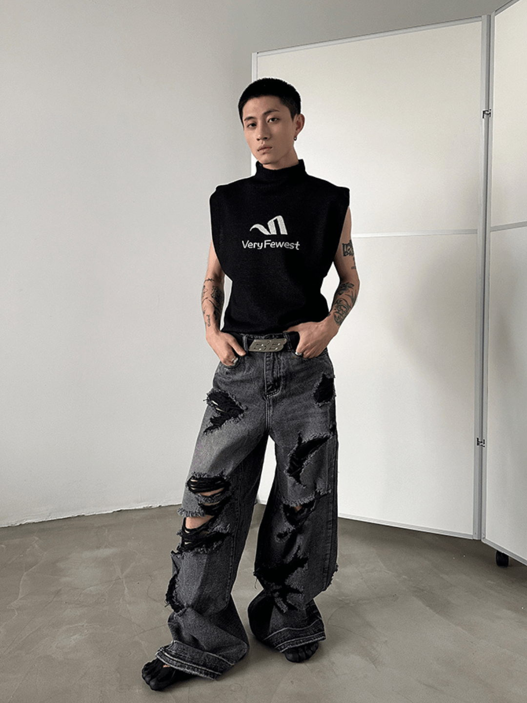wash wide leg jeans FE0434