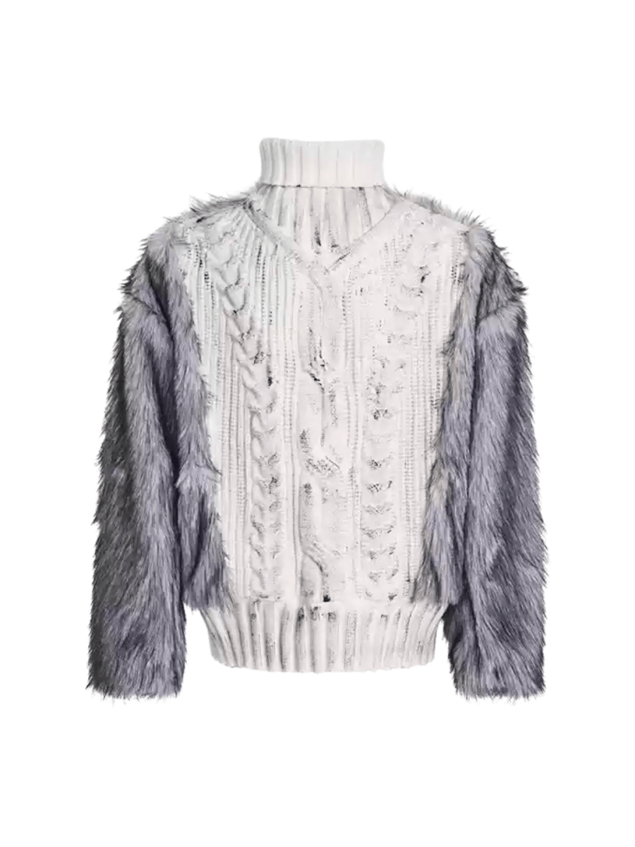 [STARTEXCEEDEND] Fur turtleneck sweater FE0661