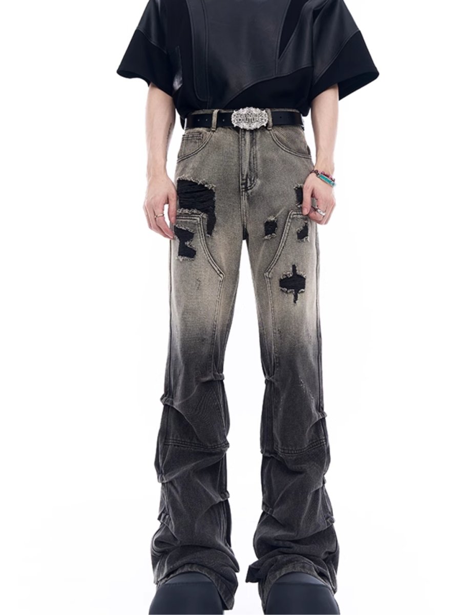 damage denim pants  FE0433