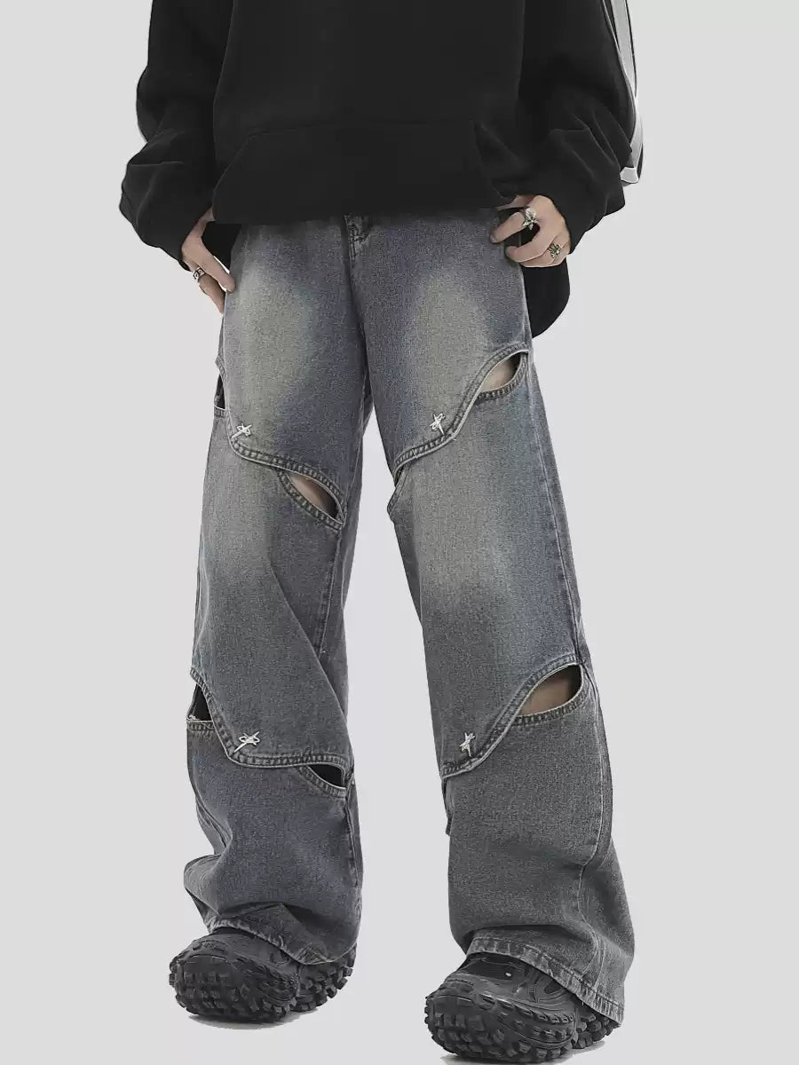 METAL HOLE BREAKING JEANS   FE0399