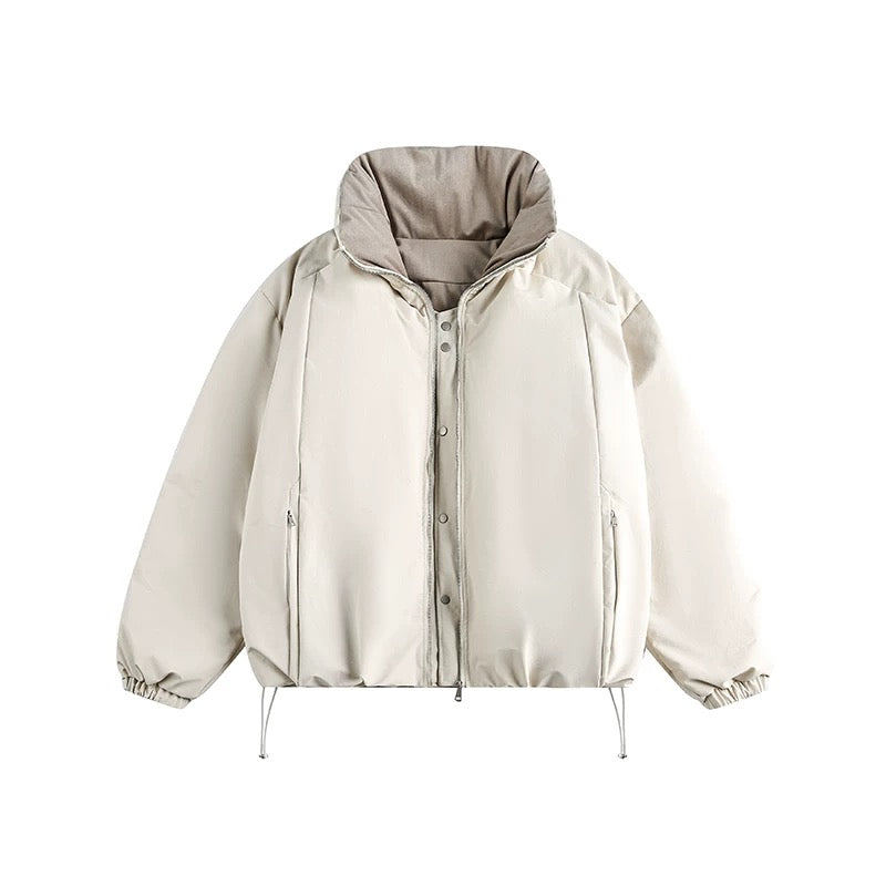 Men’s White Duck Down Stand Collar Puffer Jacket – Minimal Warm Winter Outerwear FE0039