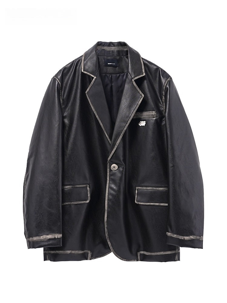 American retro Notting mountain leather suit for men and women, polished leather jacket FE0590