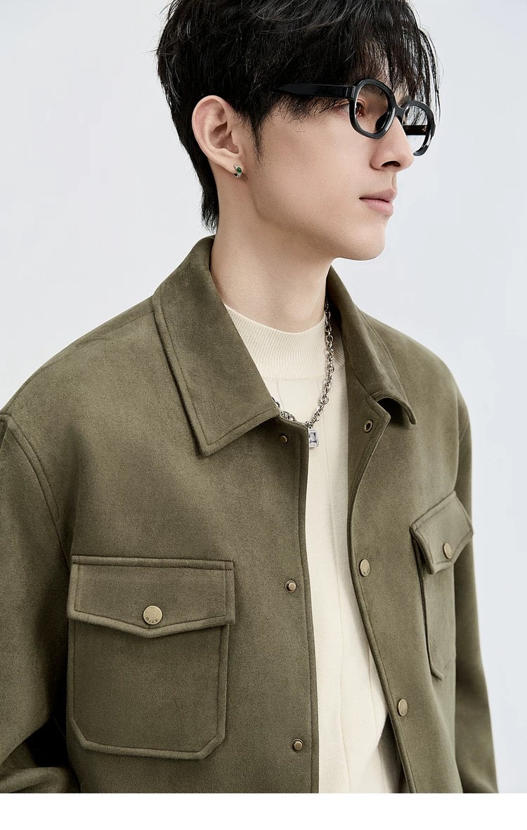 Men's Retro Premium Faux Suede Lapel Jacke  FE0275