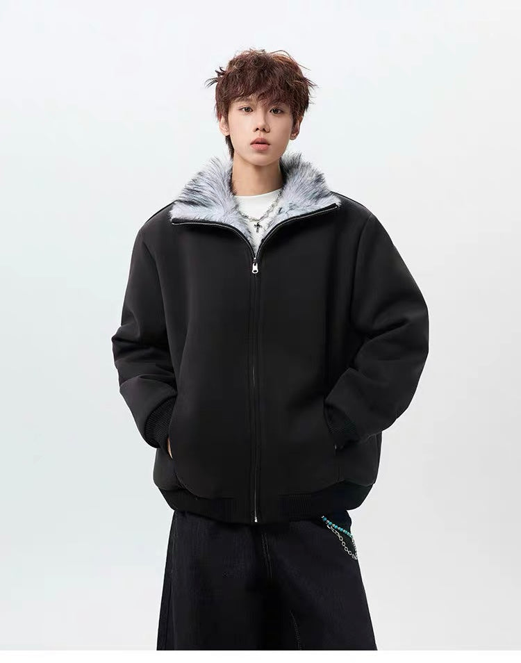 Men’s High-Neck Plush Fur Winter Jacket  FE0355