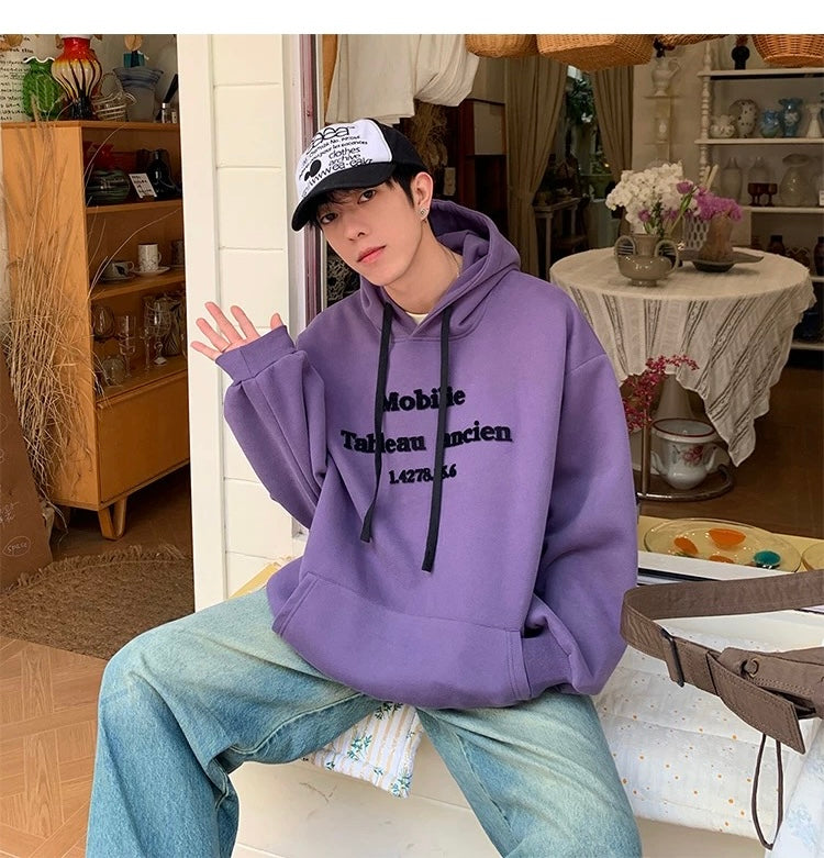 Men’s Vintage Brushed Embroidery Hoodie  FE0334