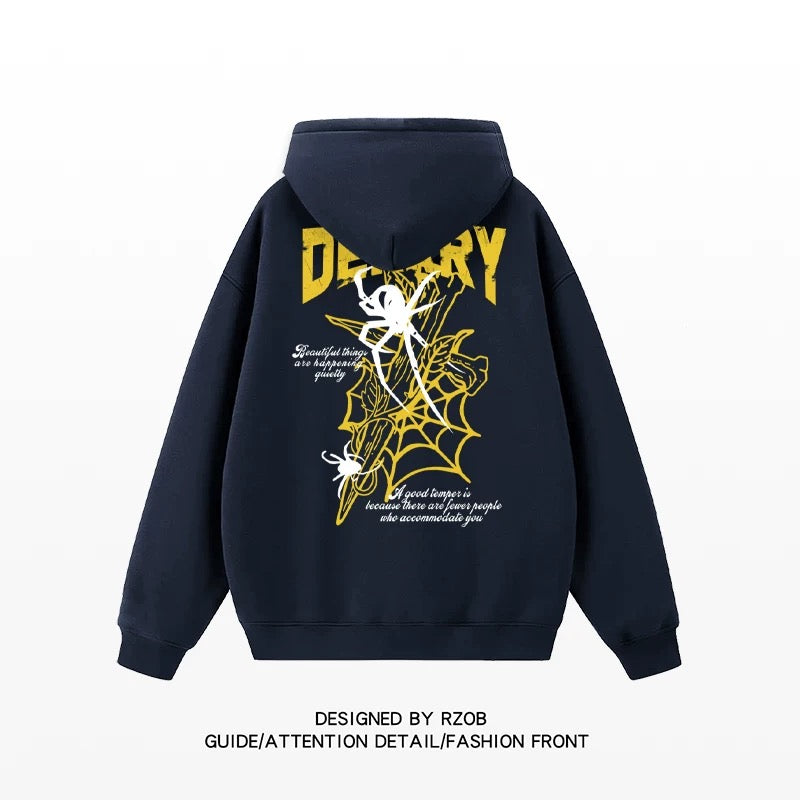Men’s Vintage American Hoodie – Clean Fit Streetwear Pullover Sweatshirt   FE0319