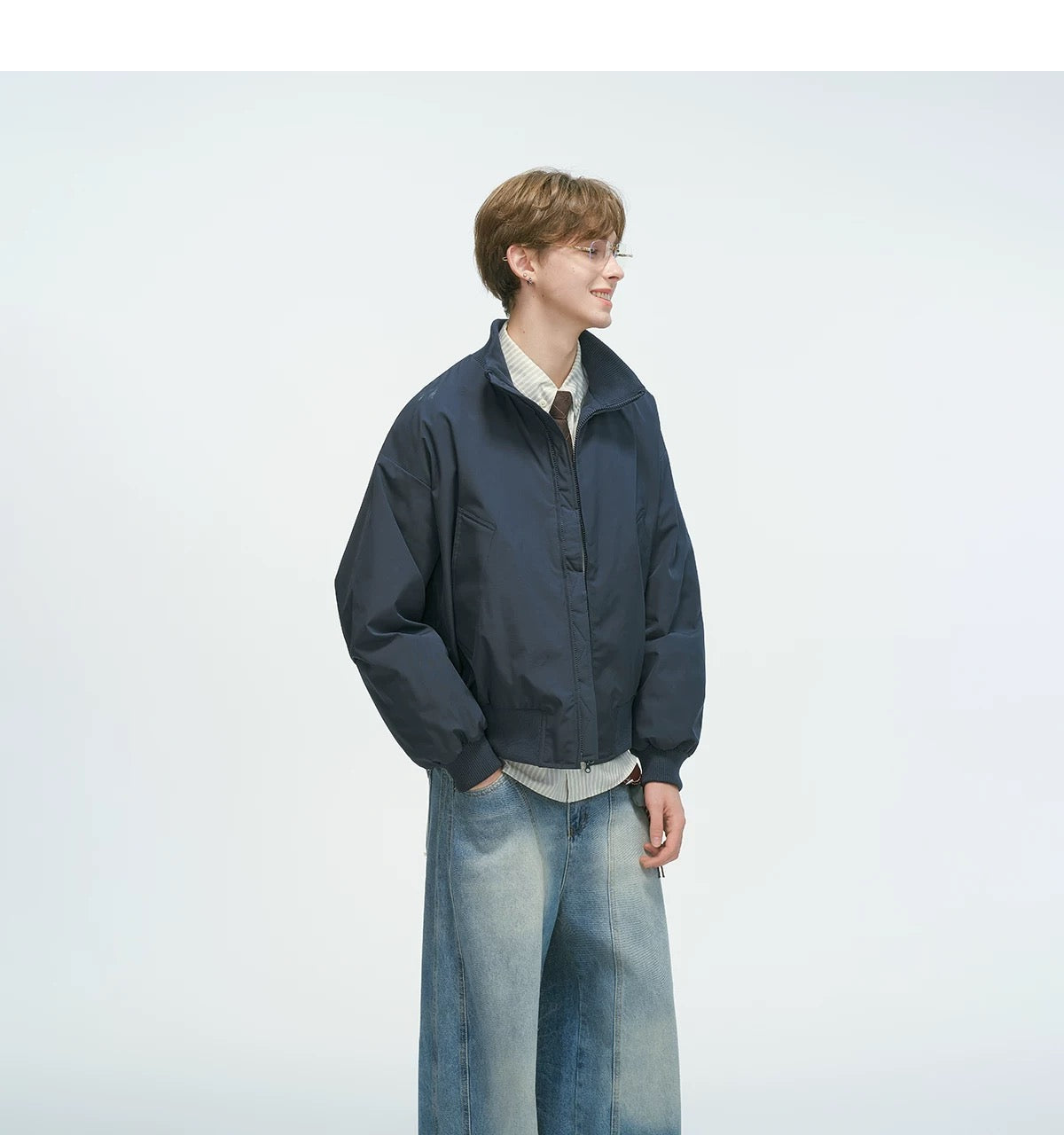 Stand Collar Down Jacket – Minimalist Warm Puffer for Winter Street Style   FE0073