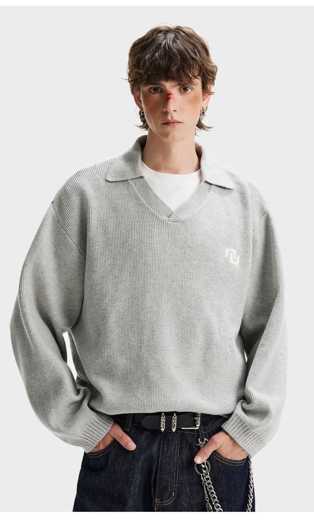 Men’s American Streetwear Loose Knit Sweater   FE0393