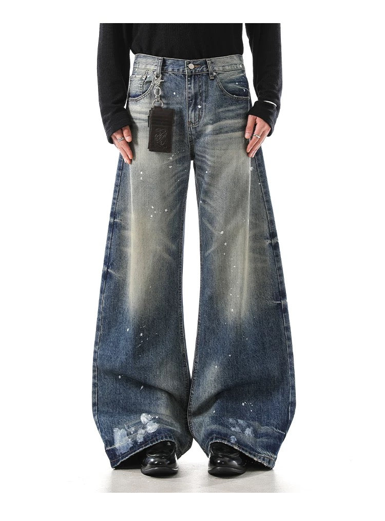 Men’s American Washed Splatter Blade-Cut Jeans  FE0341