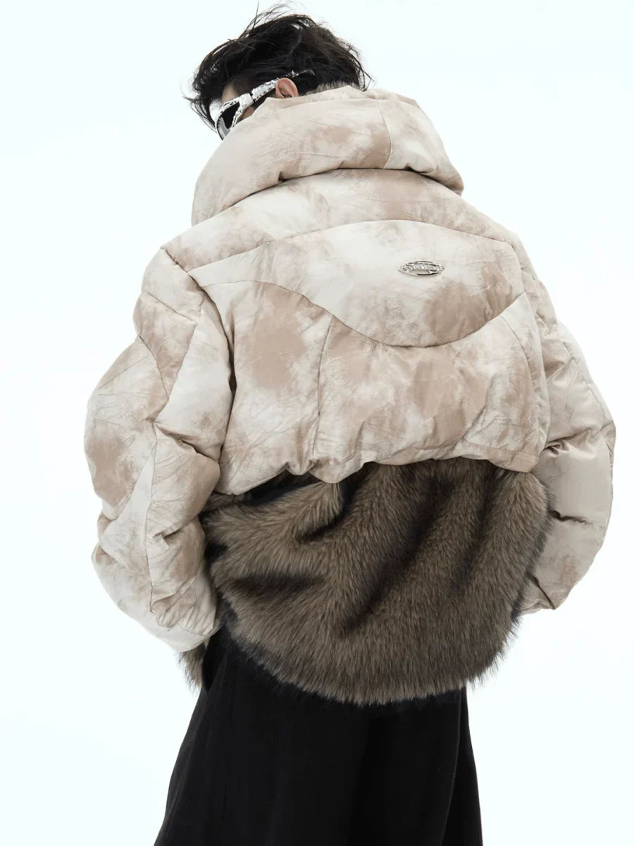 [CULTUREE] FAKE TWO-PIECE DESIGN FUR COTTON JACKET   FE0489