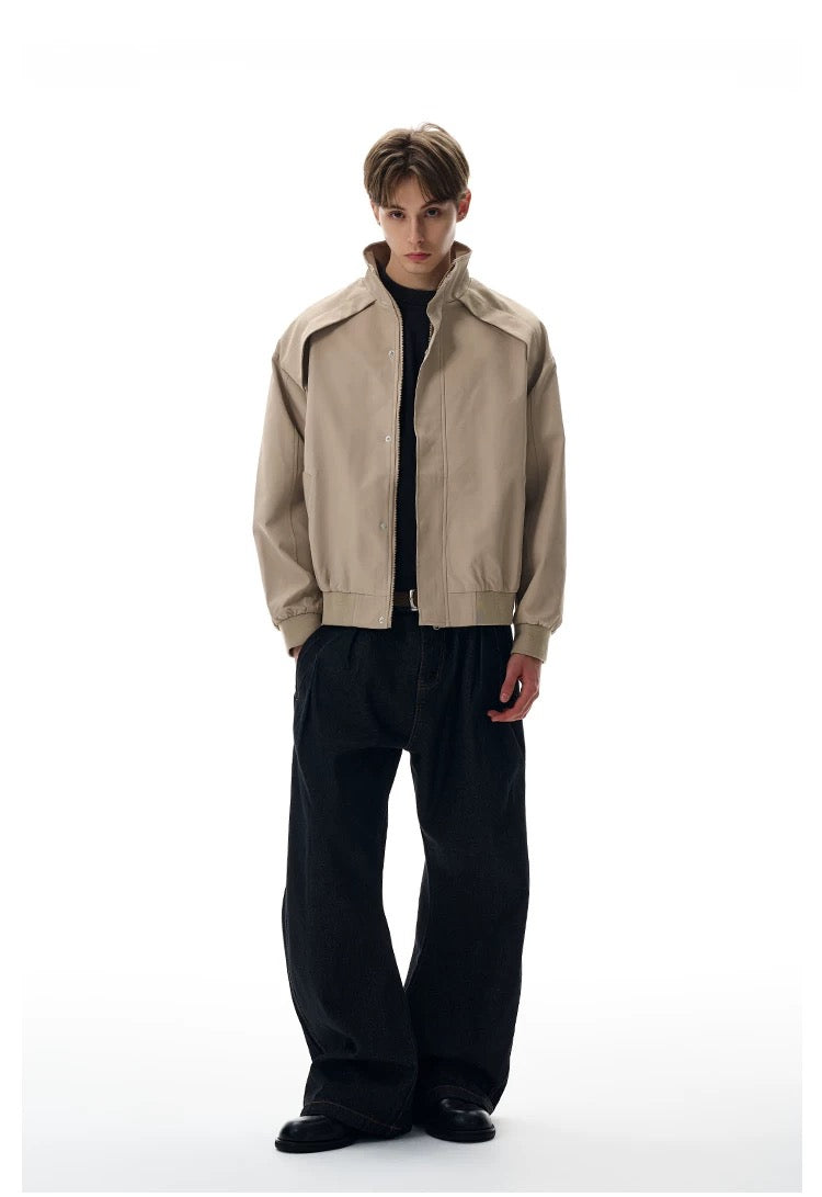 Men’s Clean-Fit Deconstructed Jacket – American Retro Oversized Street Outerwear FE0038