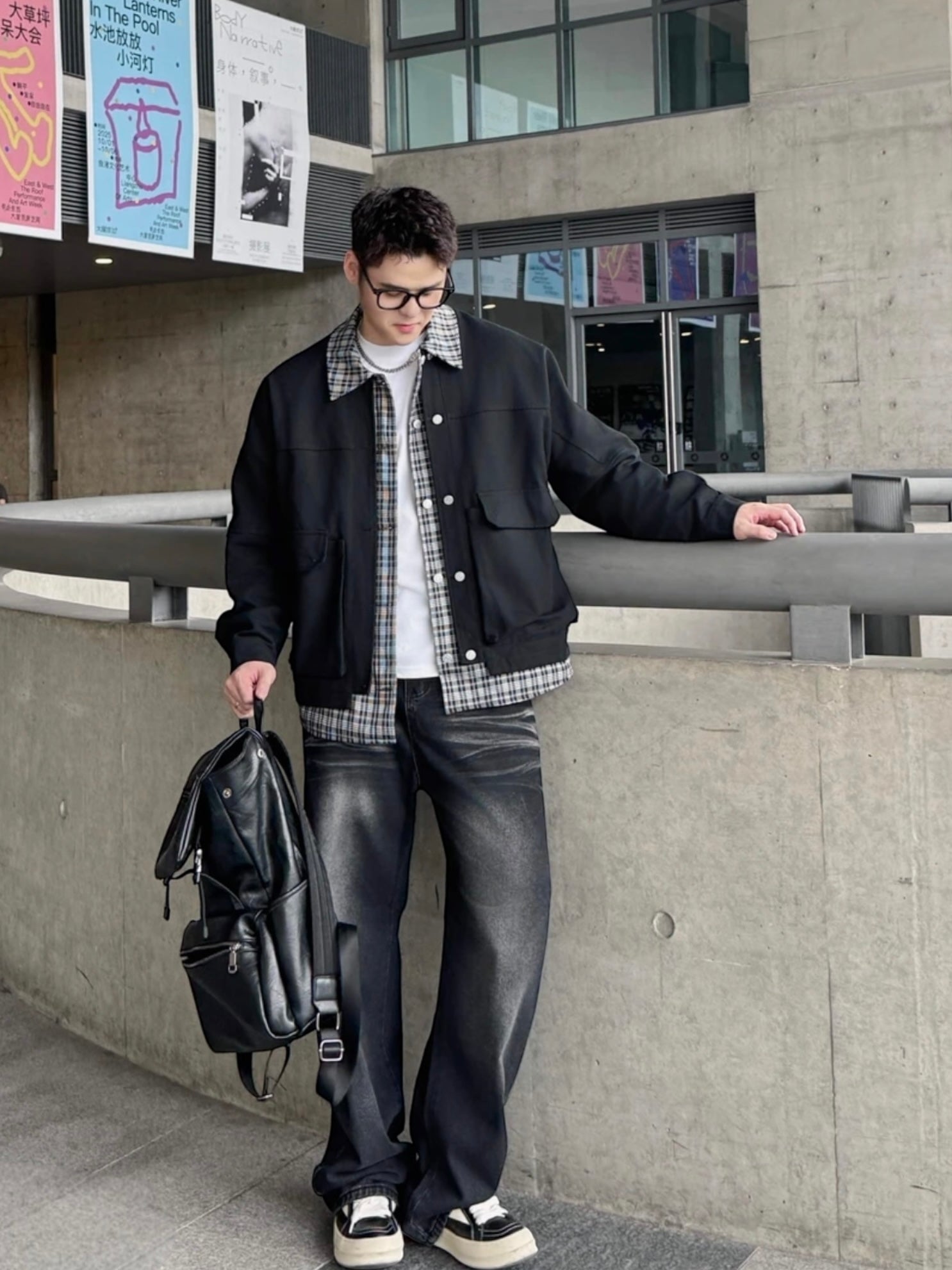 PLAID LAYERED WORK JACKET FE0496