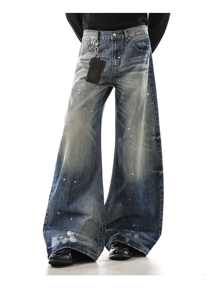 Men’s American Washed Splatter Blade-Cut Jeans  FE0341