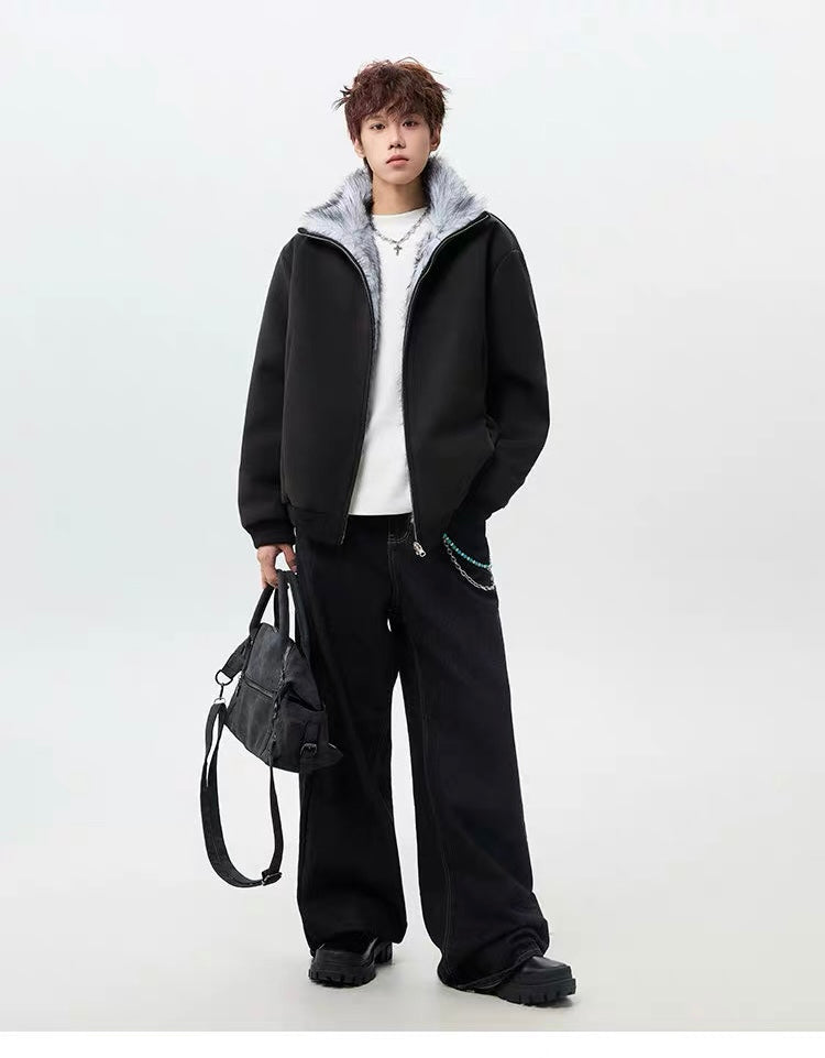 Men’s High-Neck Plush Fur Winter Jacket  FE0355