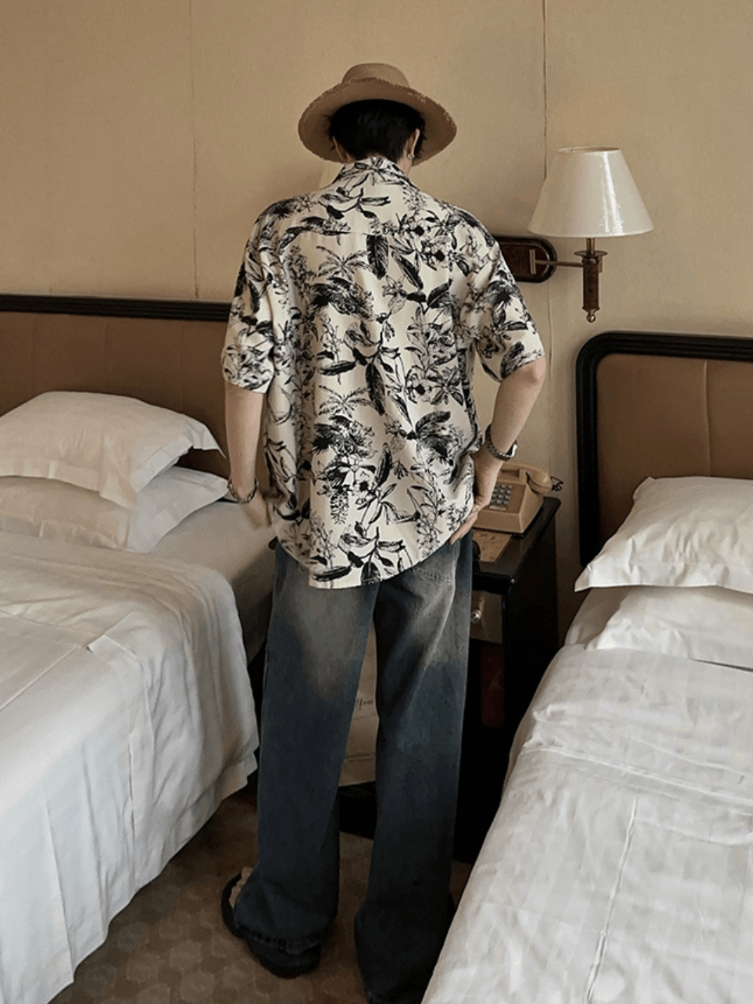 [JM HOMME] Tide Printed Short-sleeved Shirt   FE0557