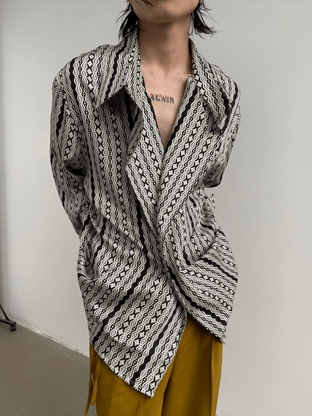 [GENESISBOY] silk drape loose shirt   FE0563