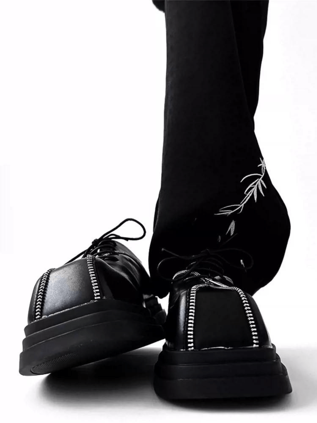 Square head leather shoes S046