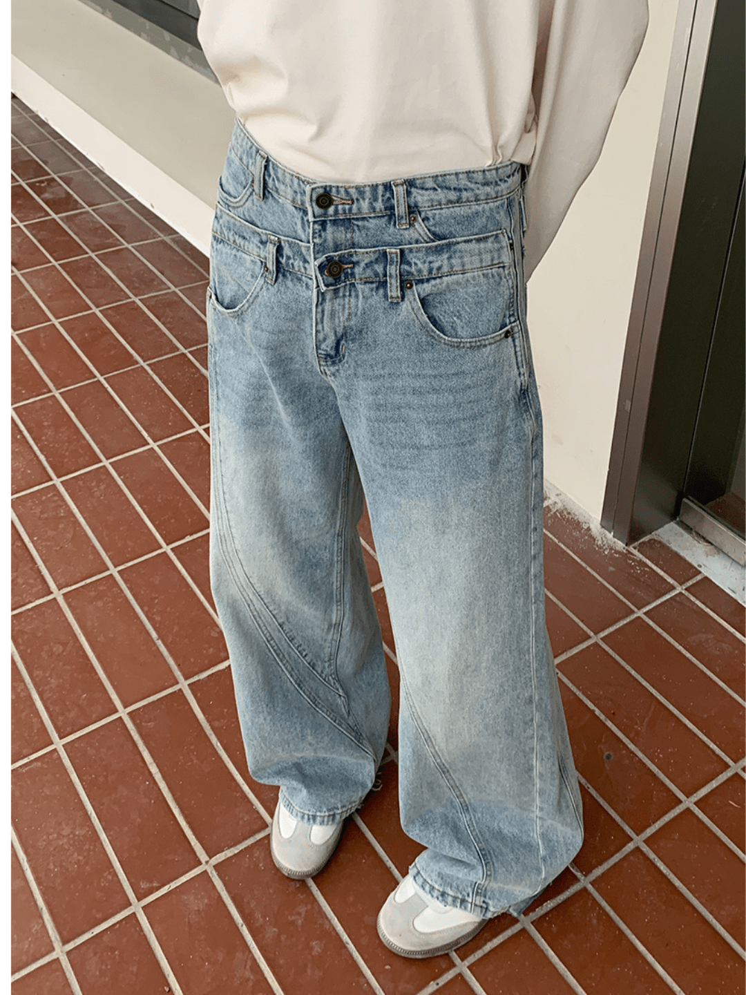 [ONELYC1NS] Double-waist Denim Pants   FE0430