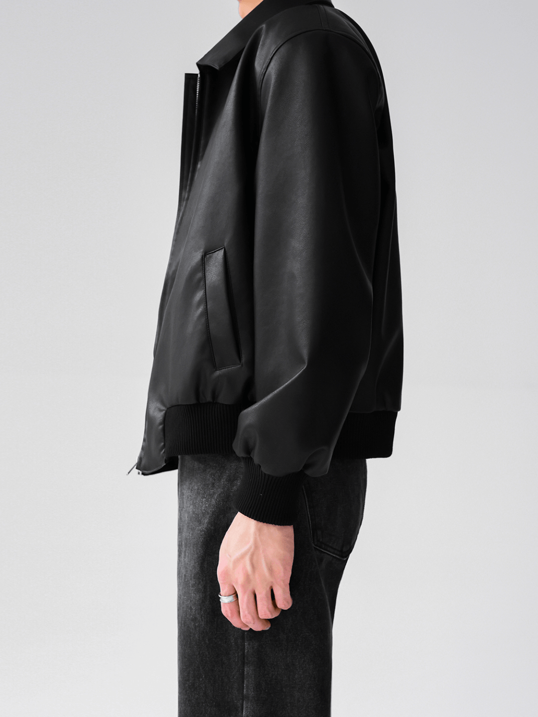 [HOHO] Dumb black leather jacket FE0621