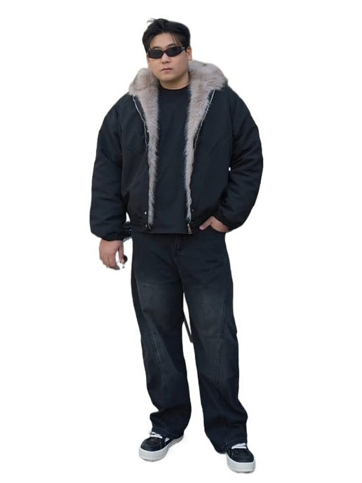 American big fur collar thickened jacket  FE0261