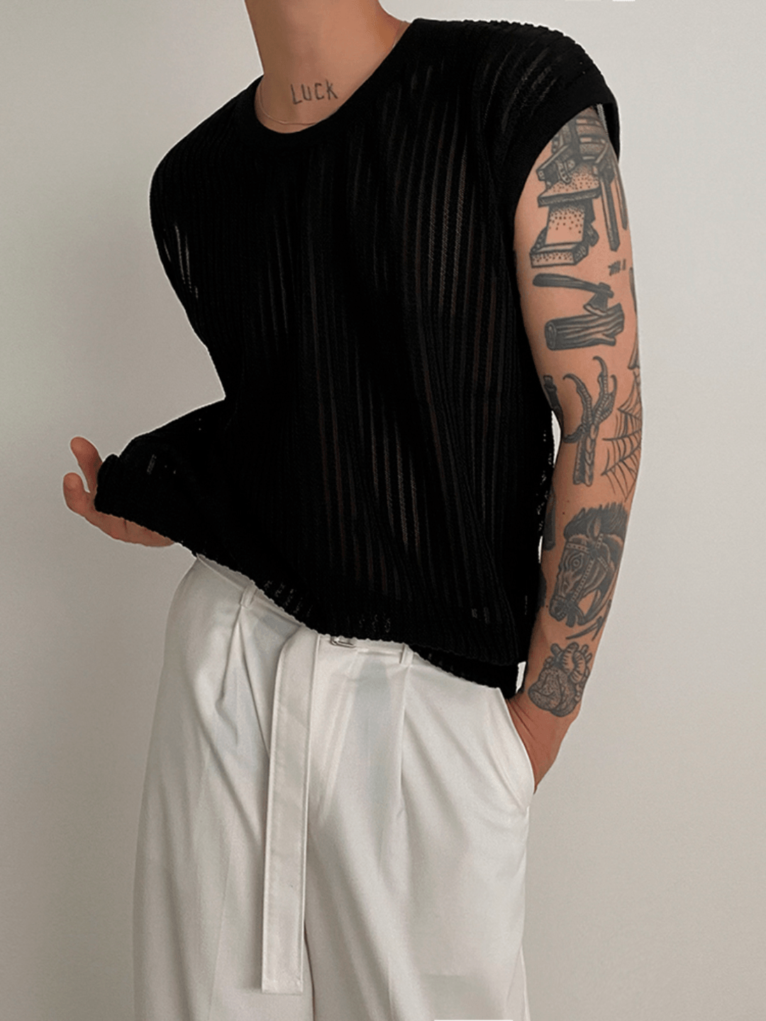 [MRCYC] Round Neck Sleeveless T-shirt FE0547