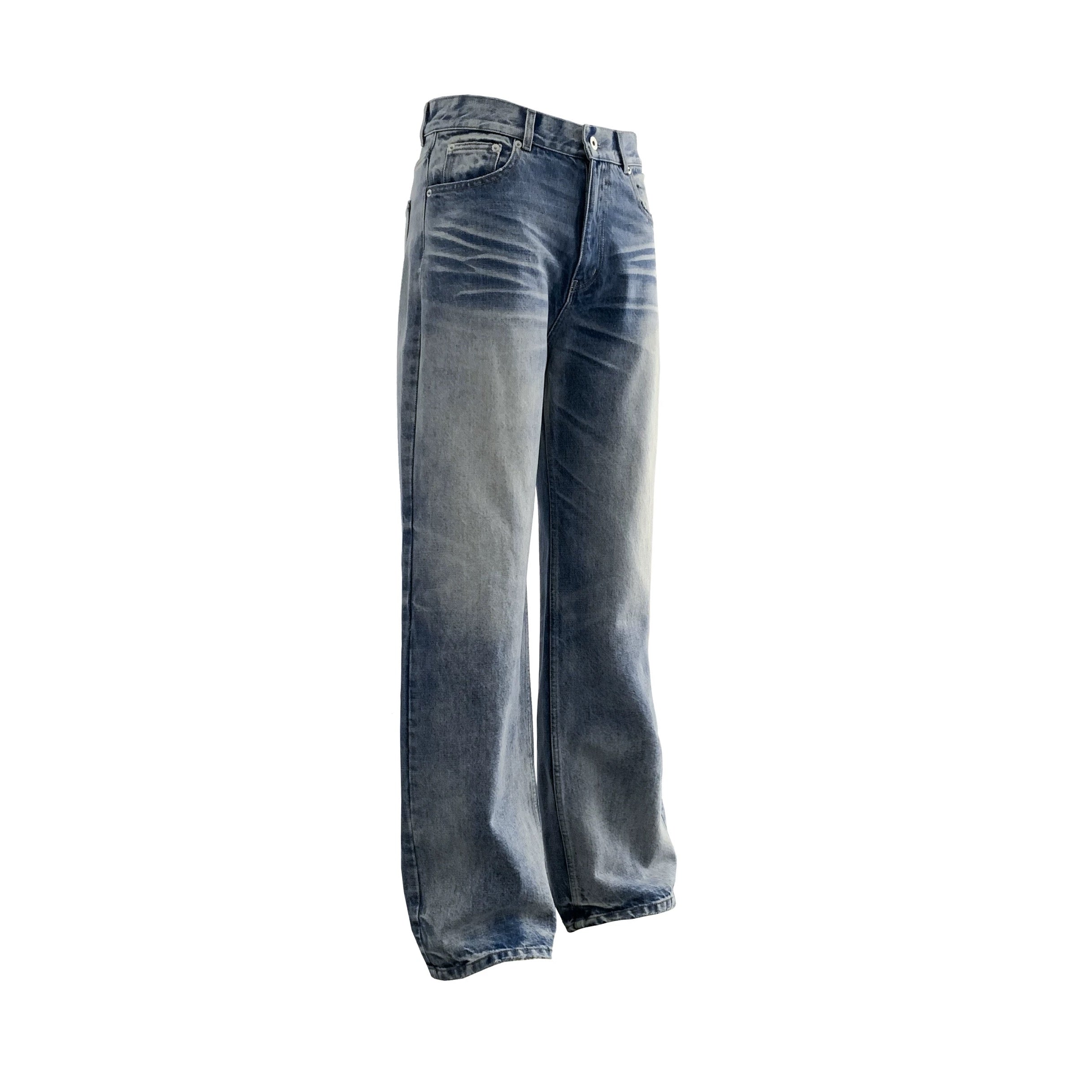 Washed Blue Straight-Leg Denim Jeans  FE0065