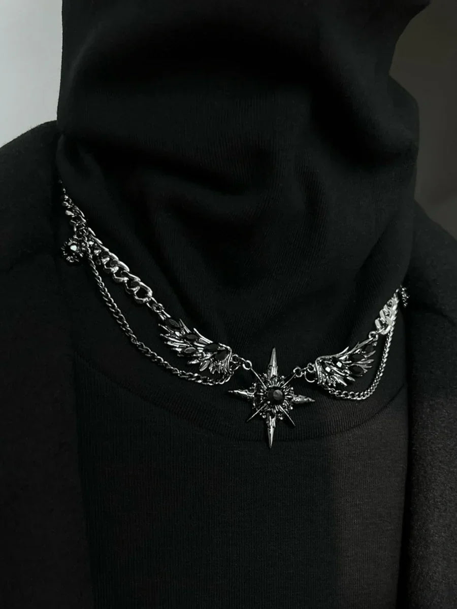 [CHEALIMPID] DARKGEMSTONE DIAMONDS WINGS DESIGN NECKLACE   FA088