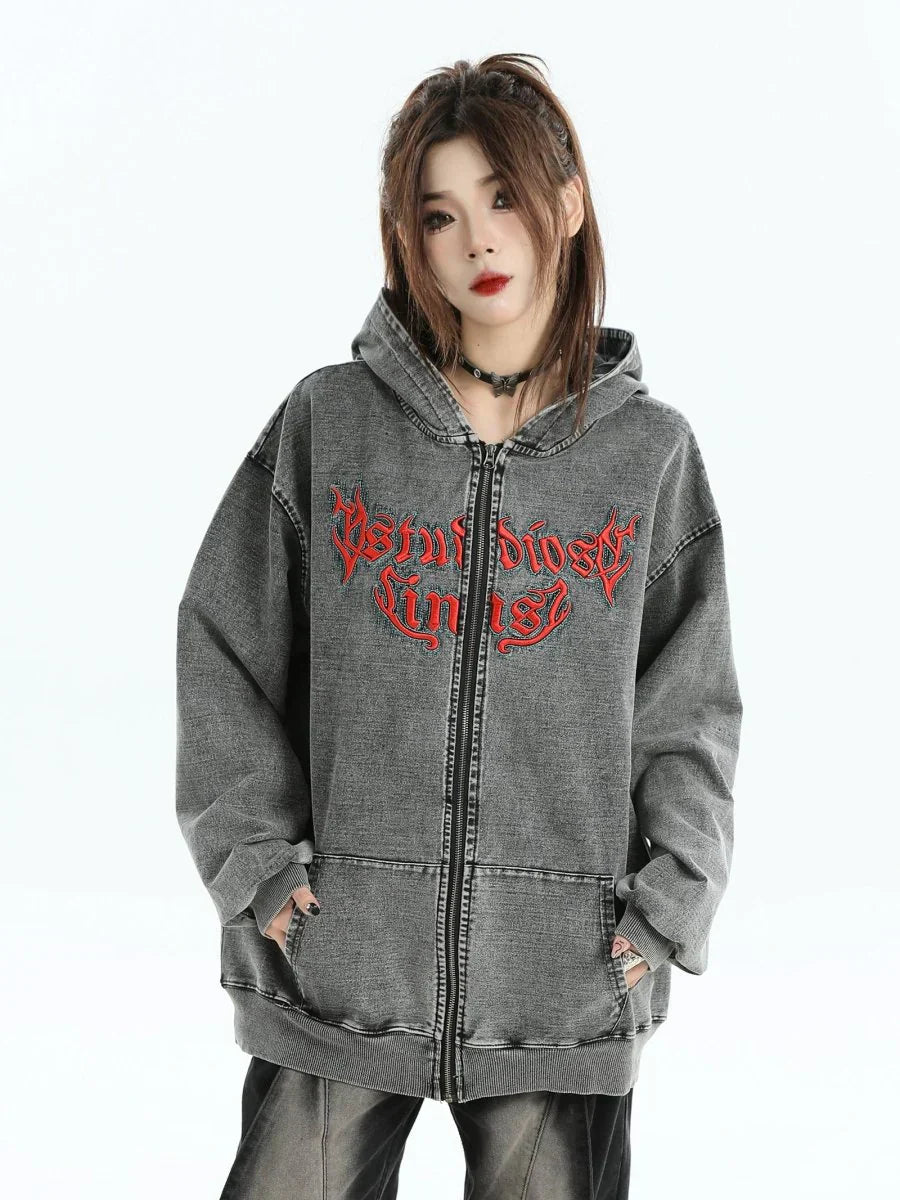 GOTHIC LETTER LOGO DENIM JACKET   FE0122