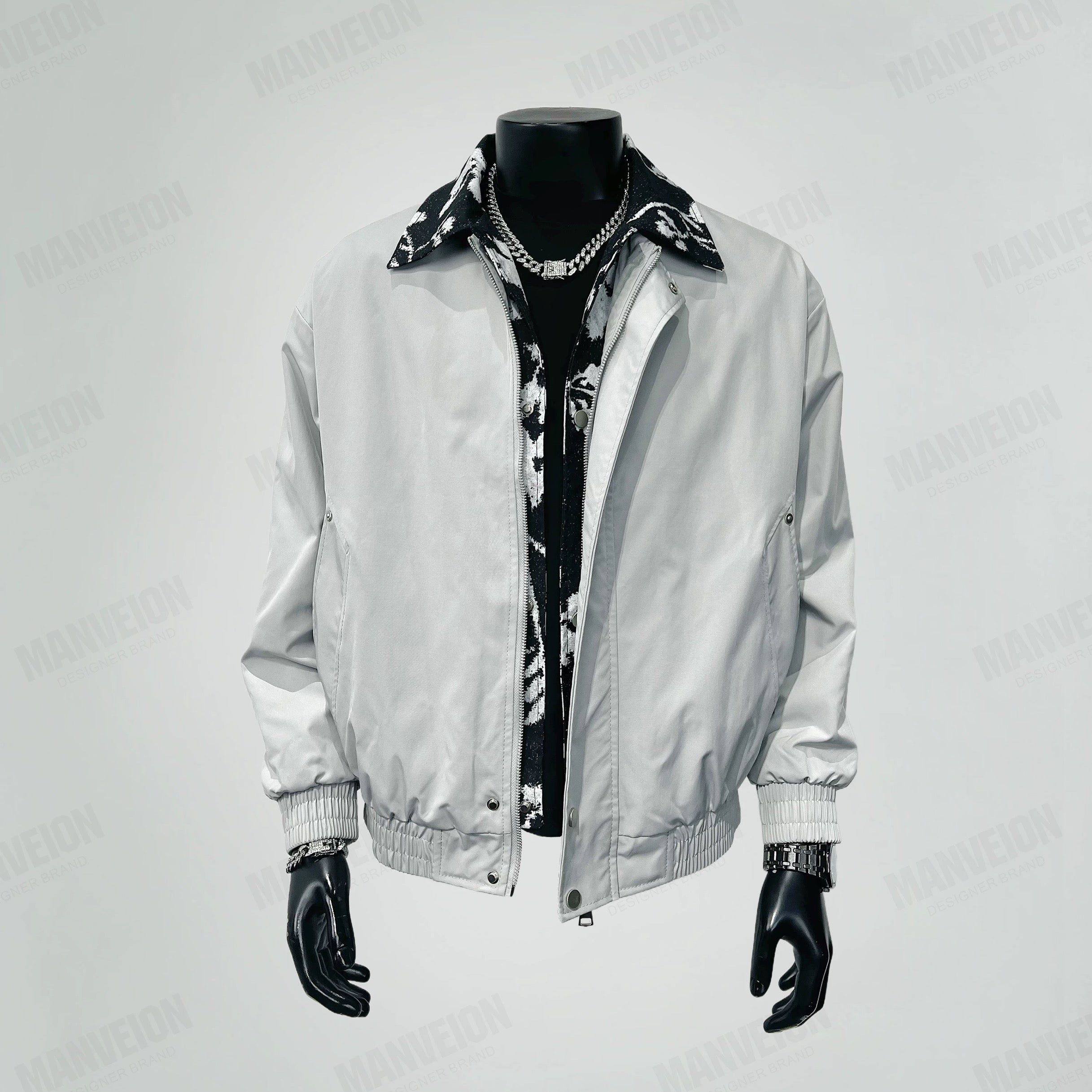 Men’s Vintage Layered Collar Jacket – Loose Fit Retro Streetwear Coat   FE0015