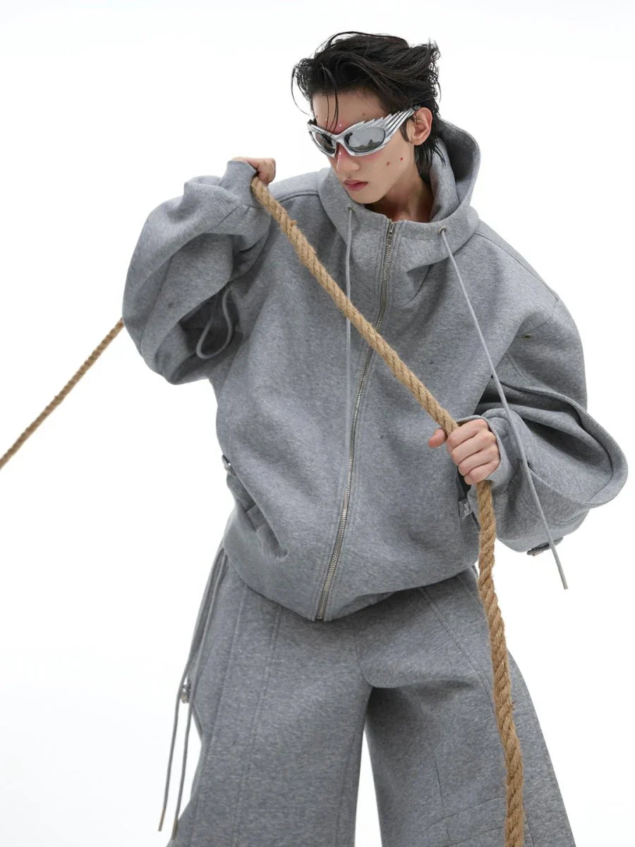 LOOSE HOODED SWEATER JACKET + BOTTOMS  FE0491