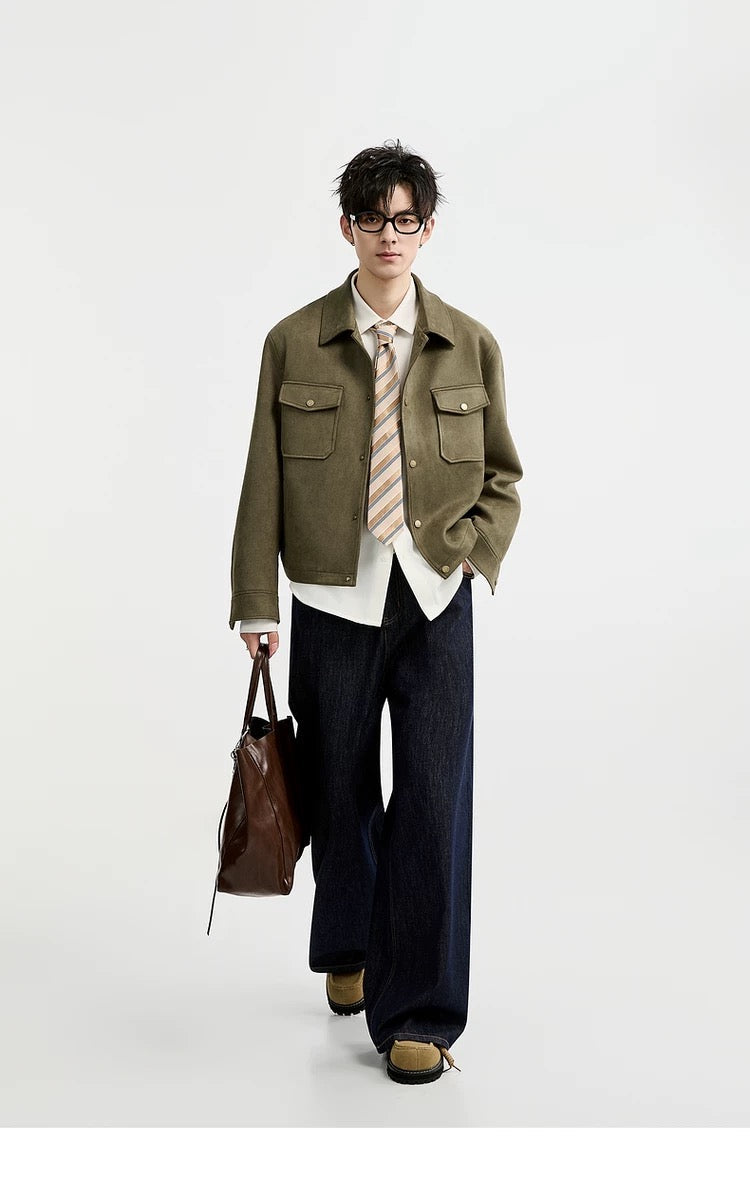 Men's Retro Premium Faux Suede Lapel Jacke  FE0275