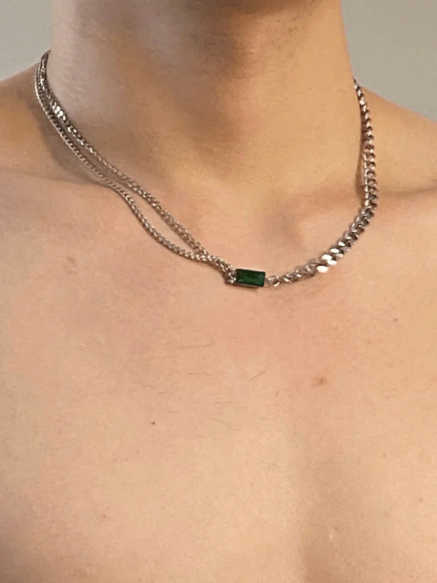 SQUARE GREEN DIAMOND NECKLACE   FA123