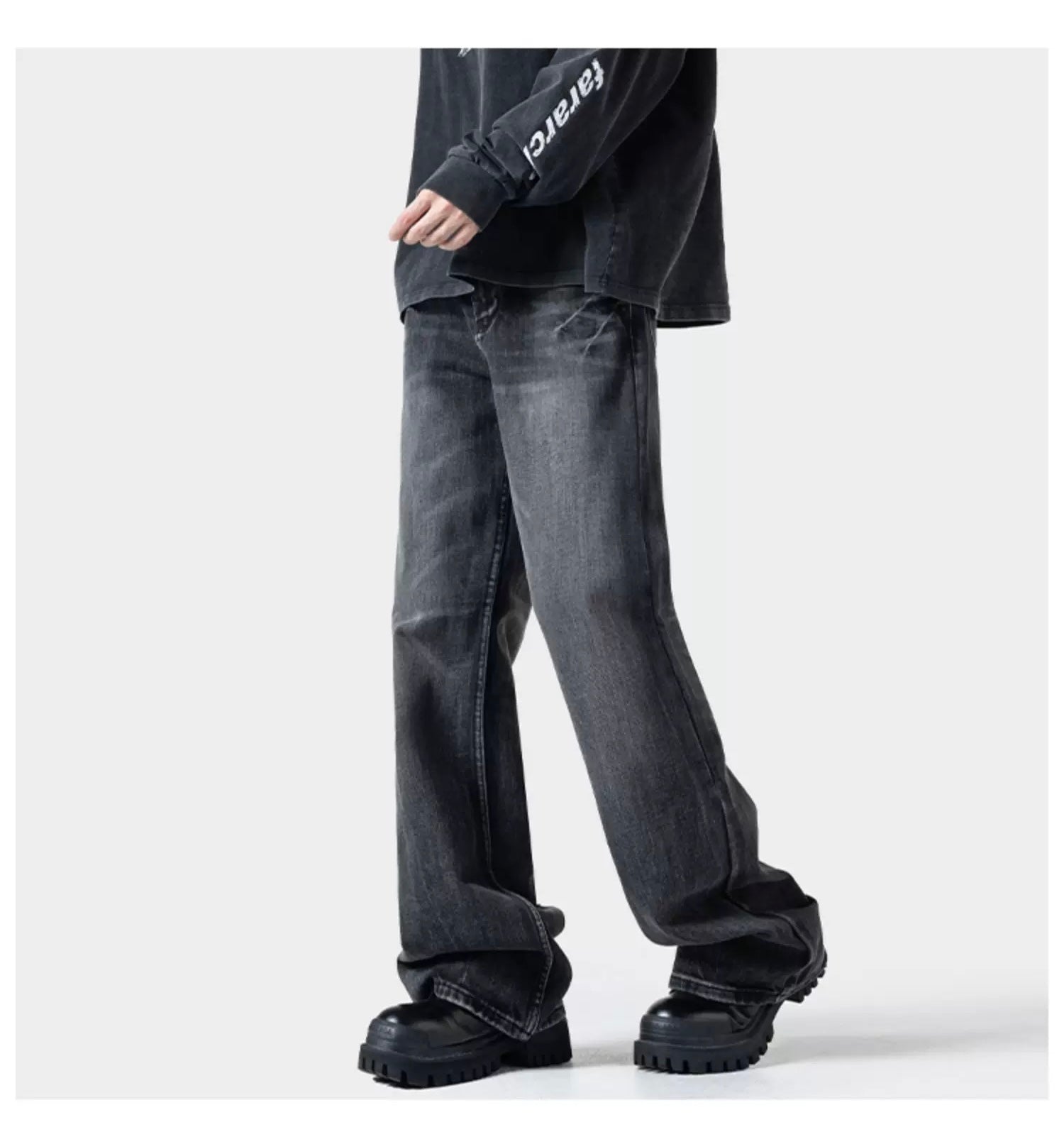 Men’s Lightning Flare Jeans – American Retro Street Denim Pants   FE0304
