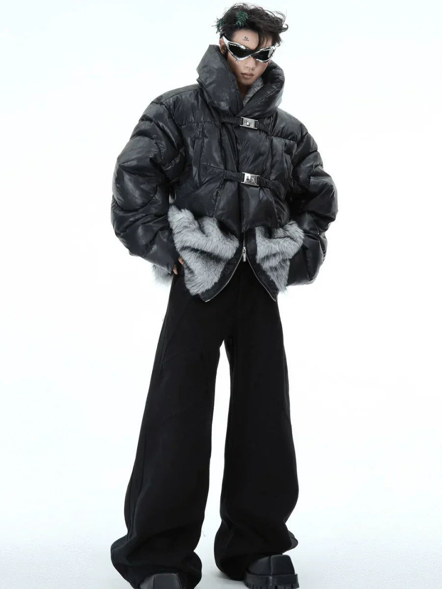 [CULTUREE] FAKE TWO-PIECE DESIGN FUR COTTON JACKET   FE0489