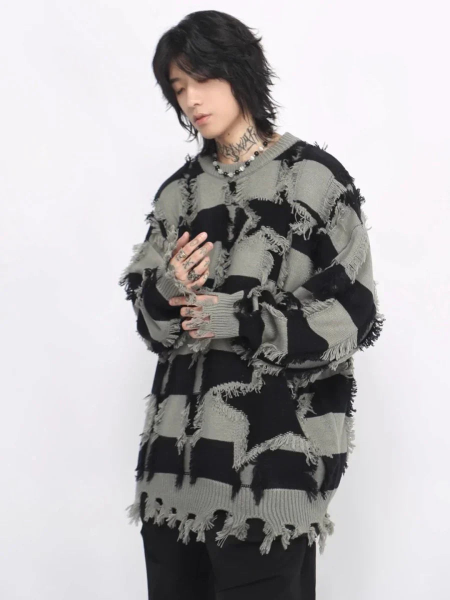 HOLES STRIPED CASUAL KNITWEAR  FE0220