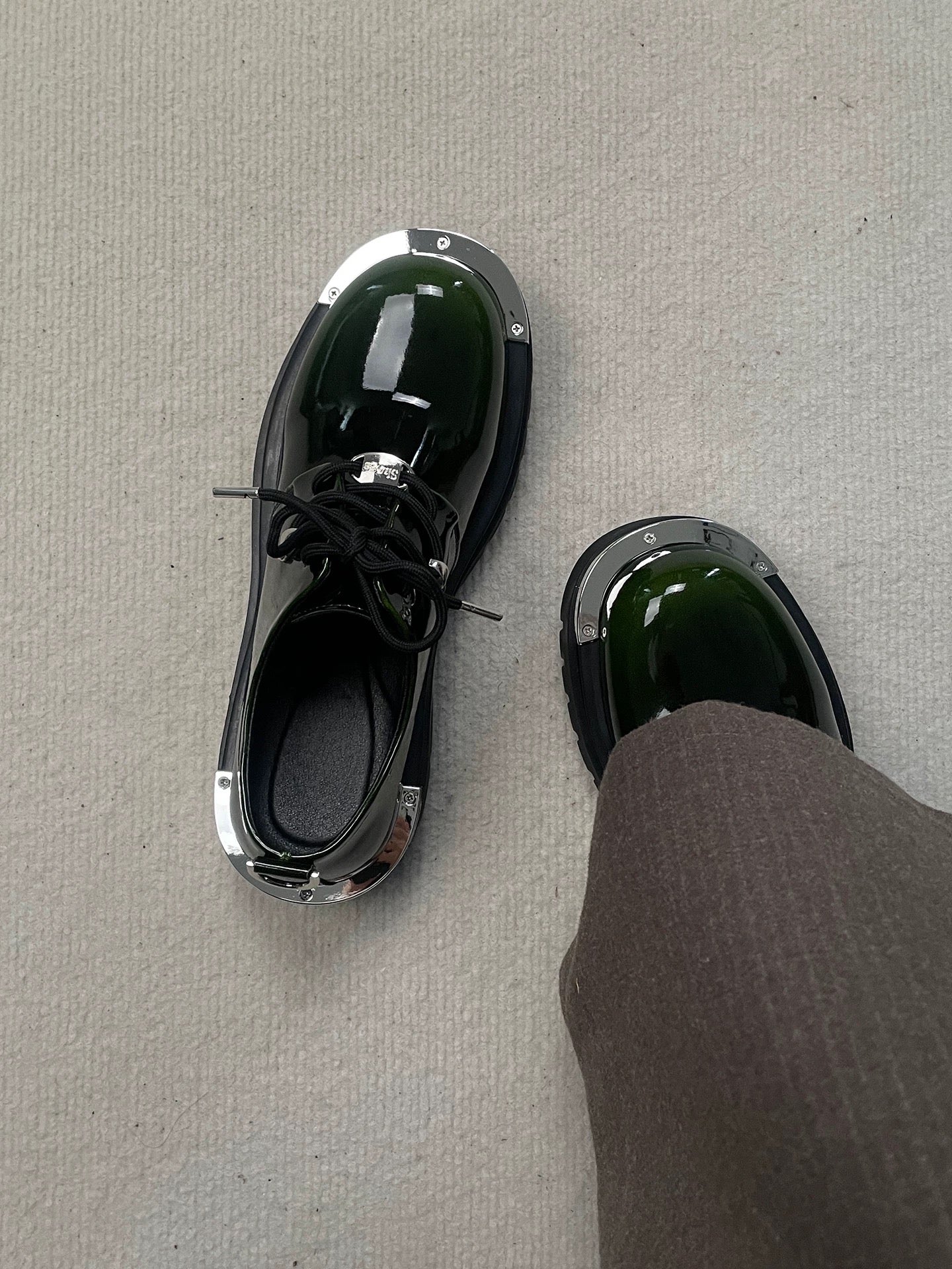 Men’s Patent Leather Chunky Derby Loafers Slip-On Dress Shoes Thick Sole Elevator Casual Business Shoes S0014