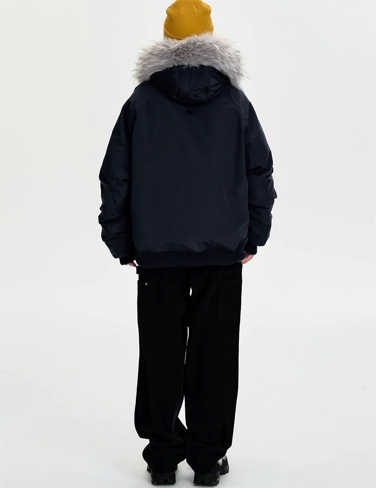 Detachable Fur Hooded Parka – Vintage American Winter Cotton Jacket  FE0345