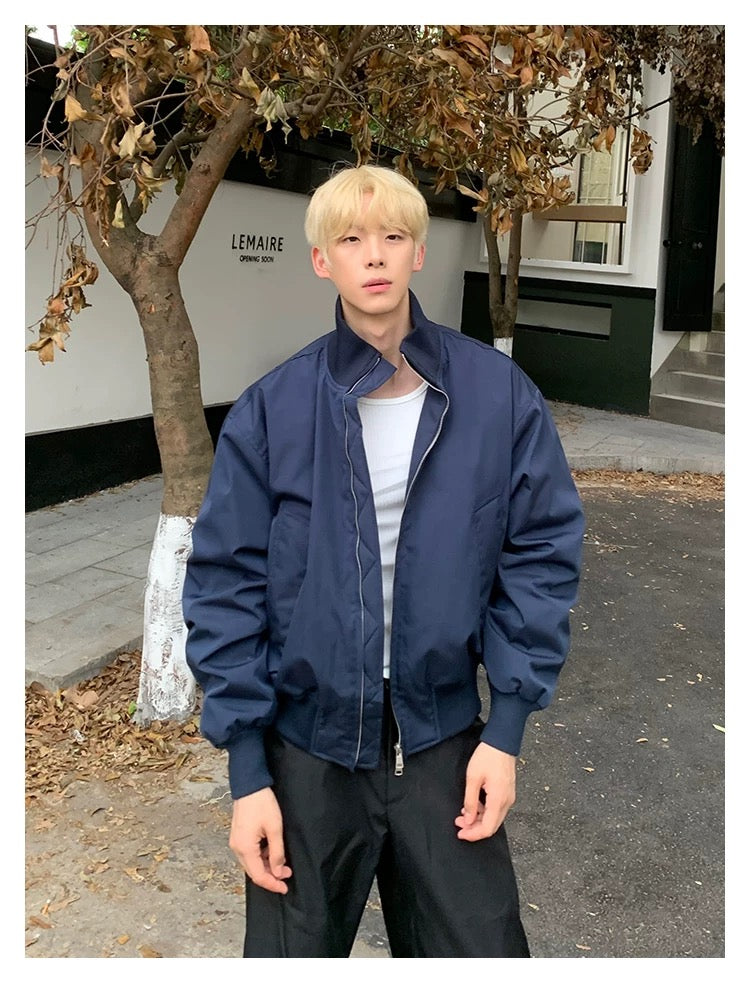 Men’s Short Padded Bomber Jacket – American Retro Street Winter Coat   FE0312
