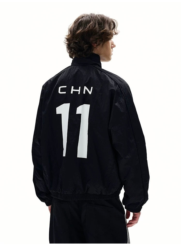 American Letter Print Jacket – Vintage Streetwear Varsity Zip Jacket   FE0070