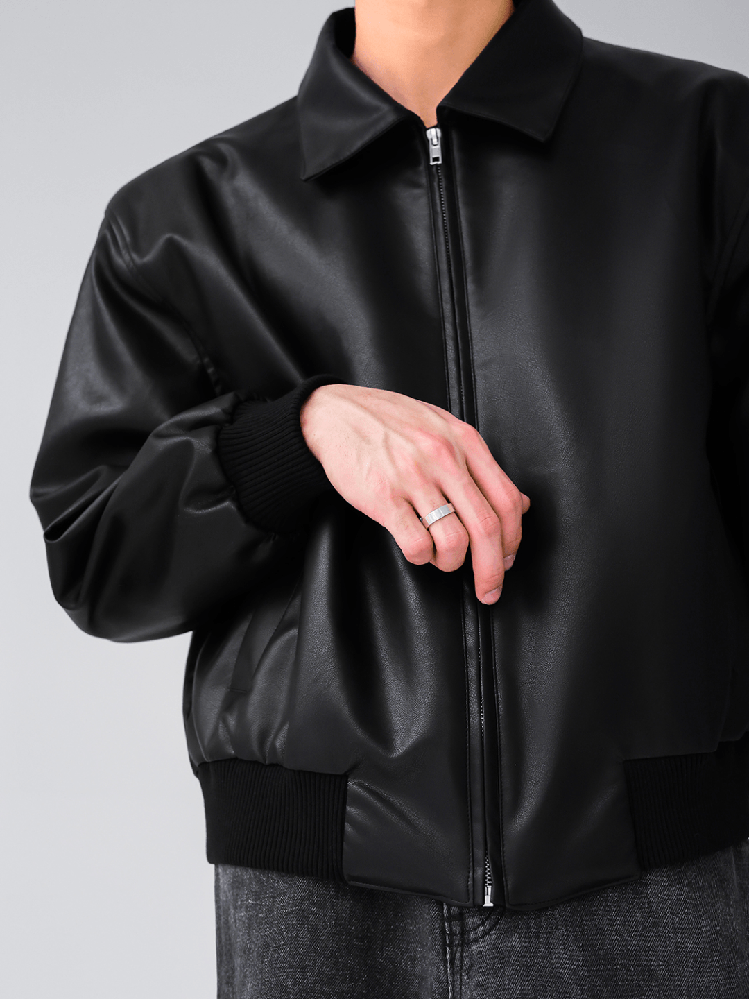 [HOHO] Dumb black leather jacket FE0621