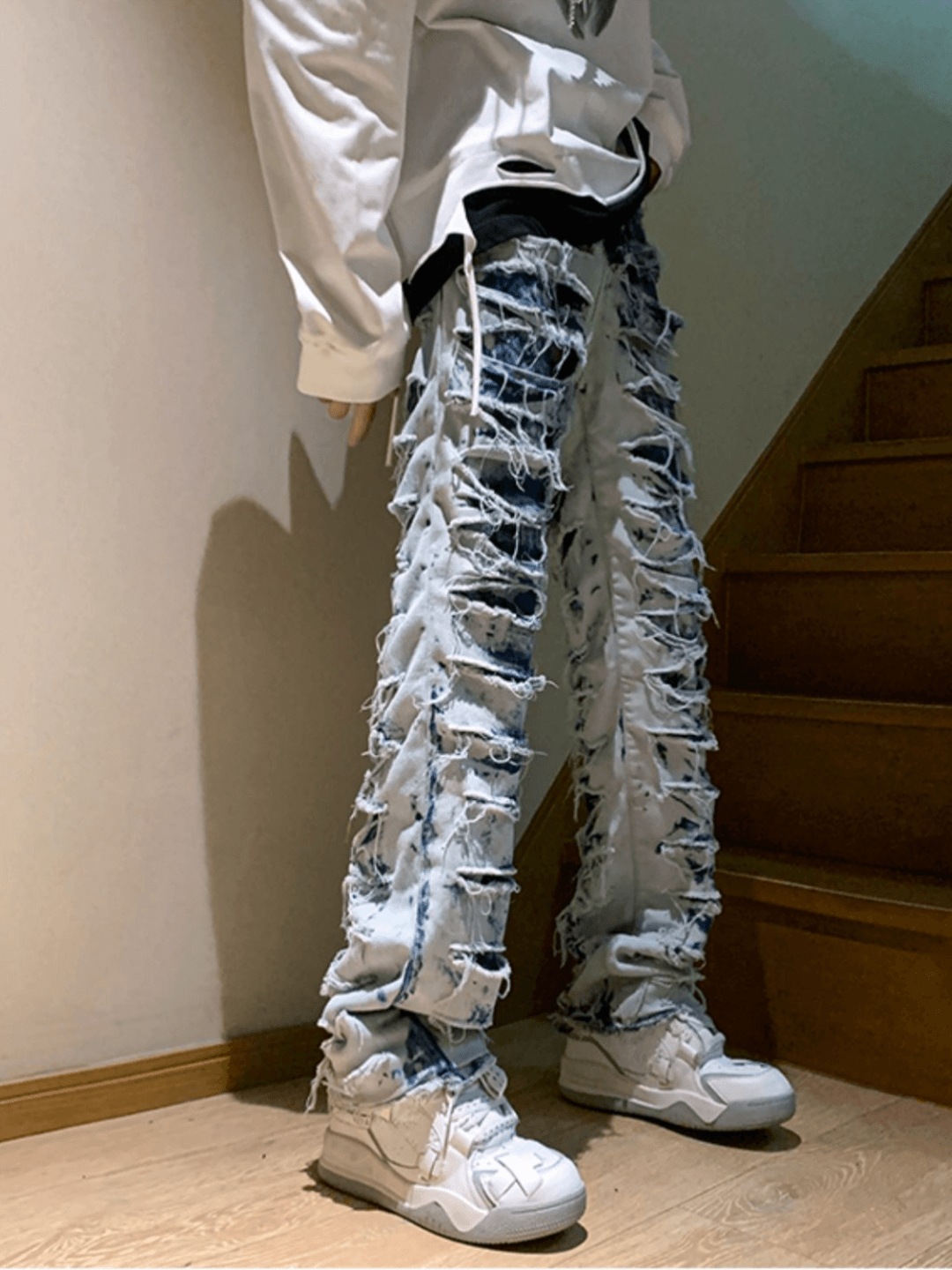 High street damage denim pants  FE0426