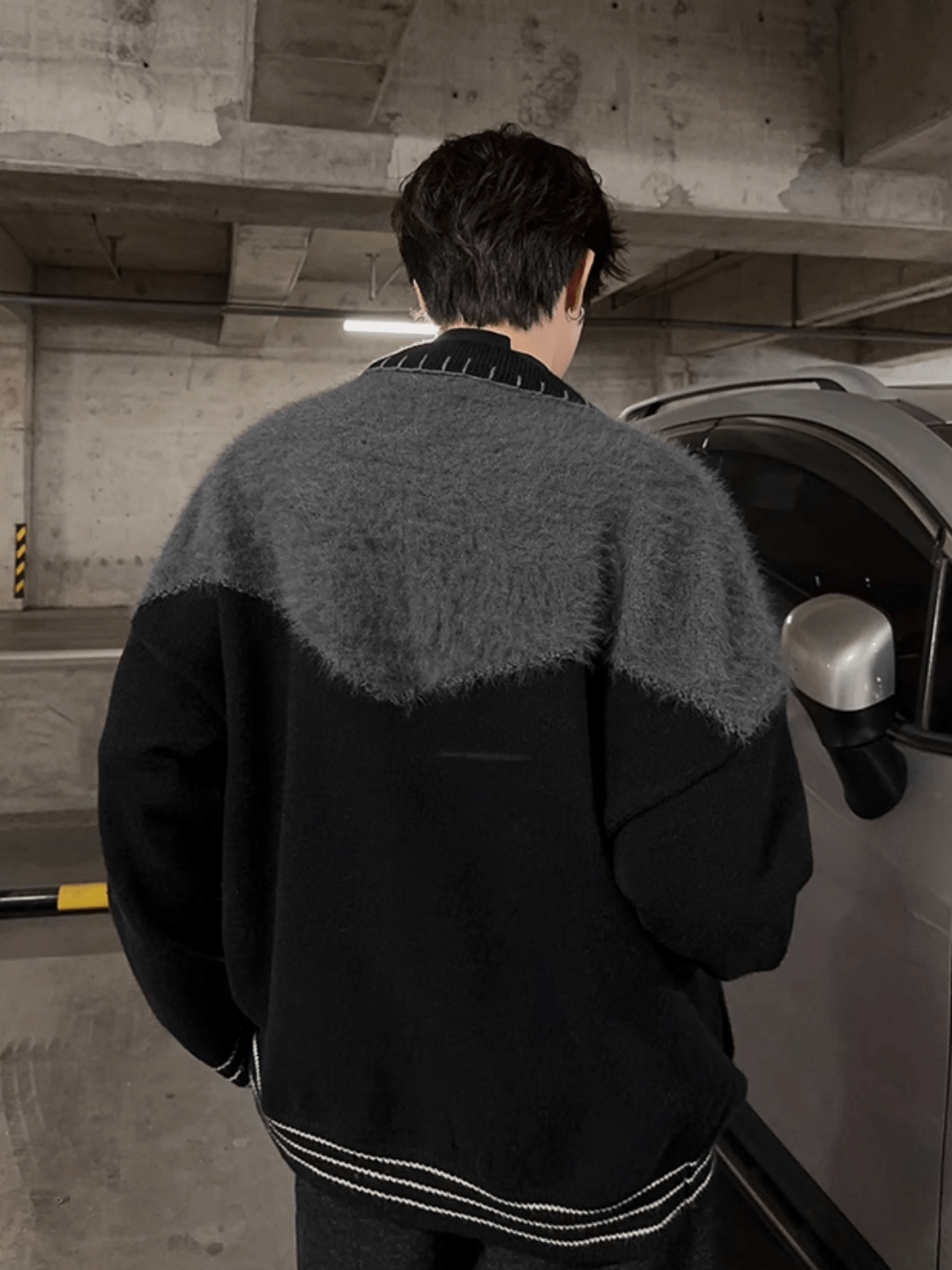 [JM HOMME] Clashing color loose sweater jacket   FE0619