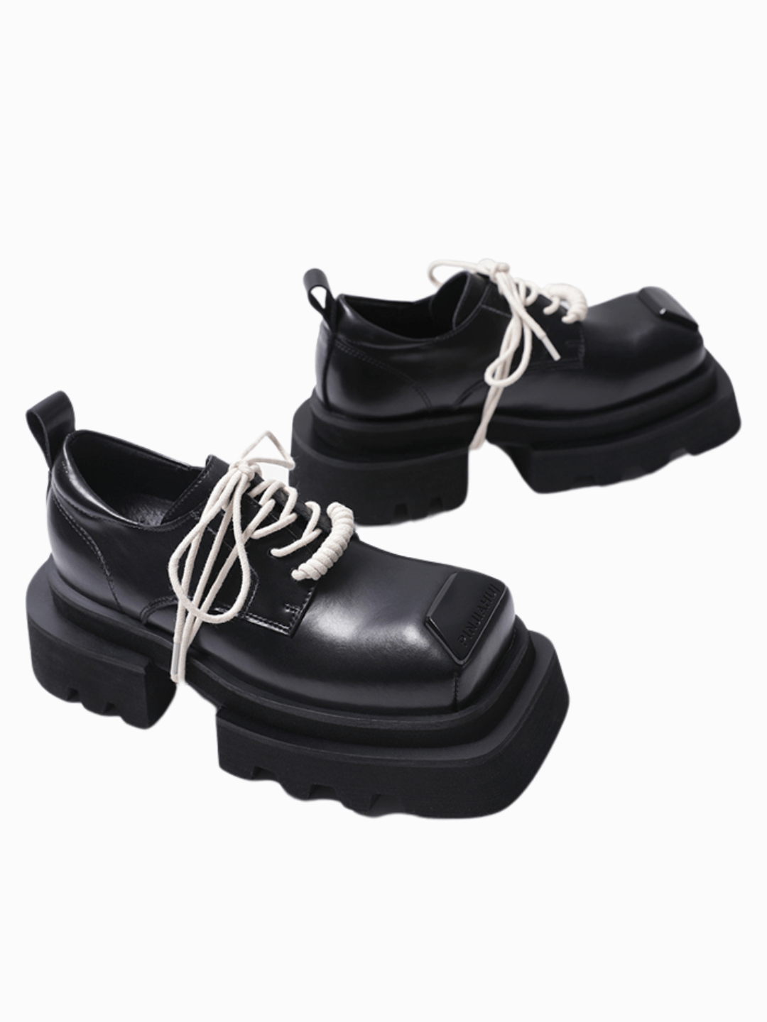 leather square head lace-up Derby shoes S034