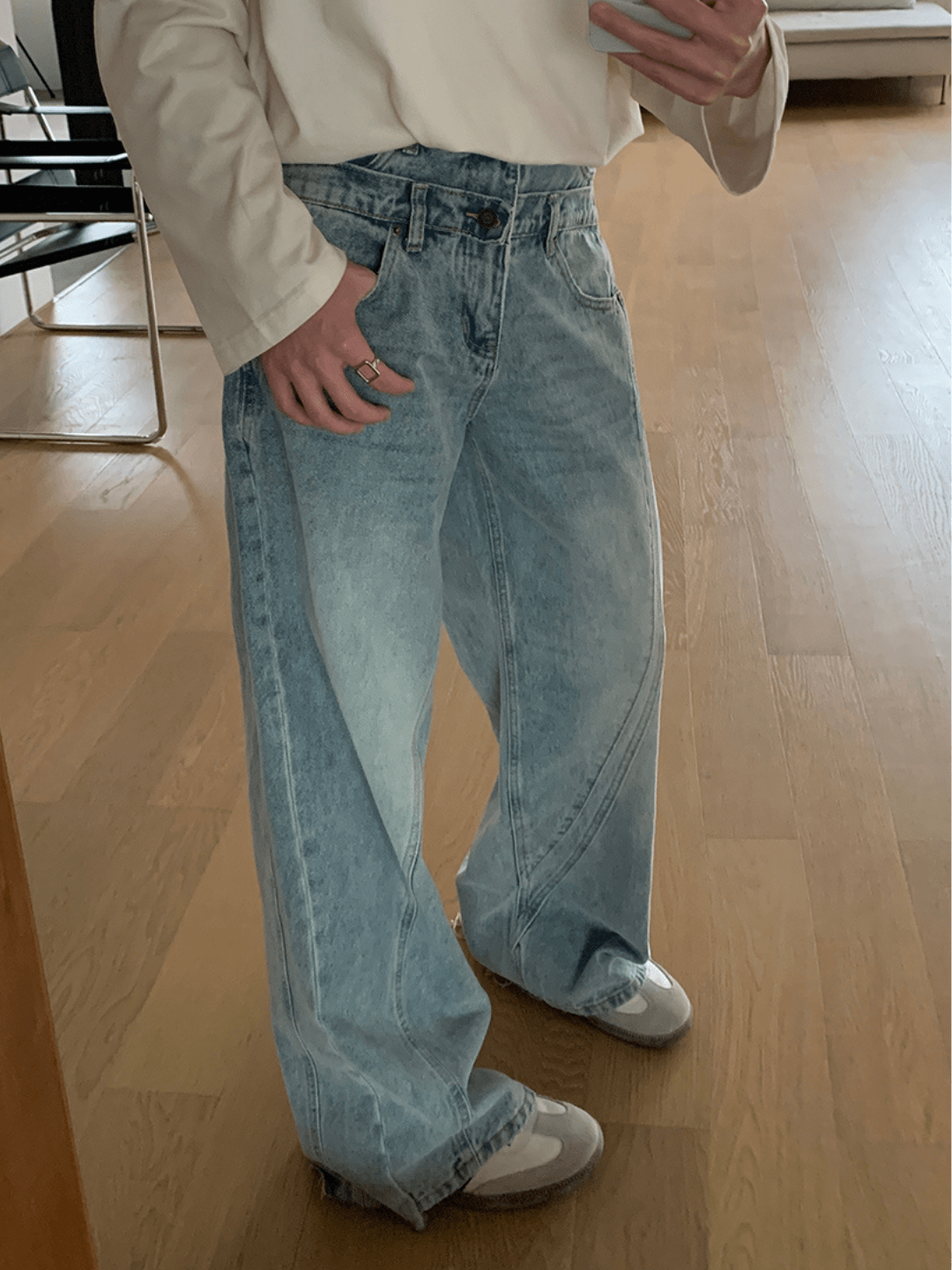 [ONELYC1NS] Double-waist Denim Pants   FE0430