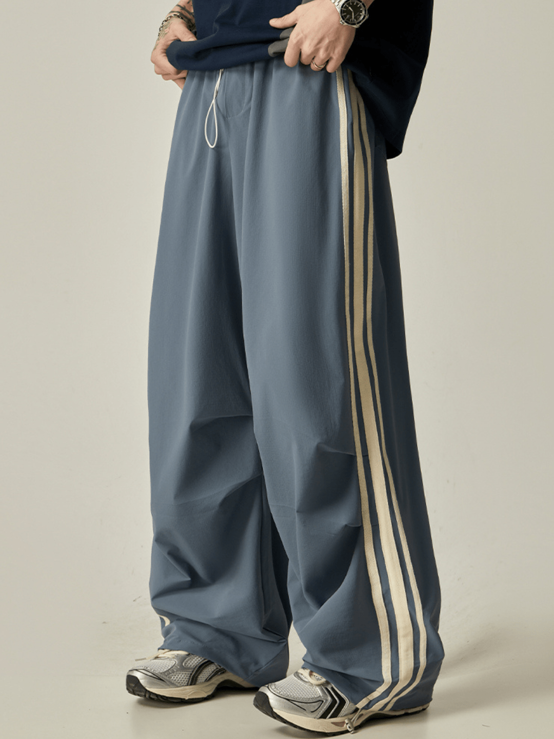 Striped loose wide-leg casual pants FE0682