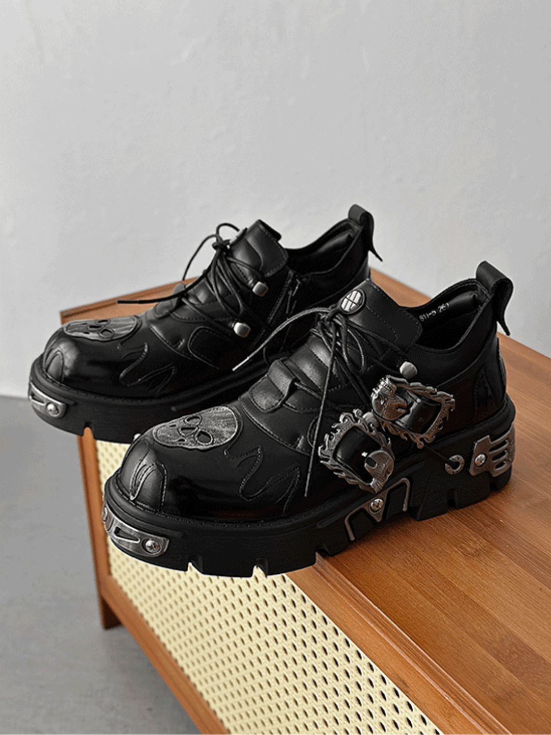 Punk Metal Leather Shoes S036