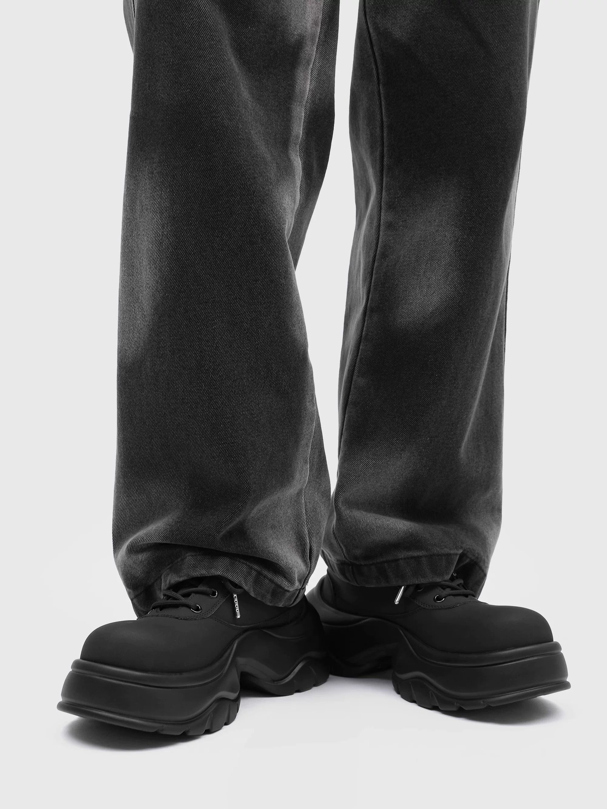 Parisian Chunky Derby Shoes - Matte Black Platform Dad Shoes (Unisex Black Warrior Style Luxury Footwear) S0007