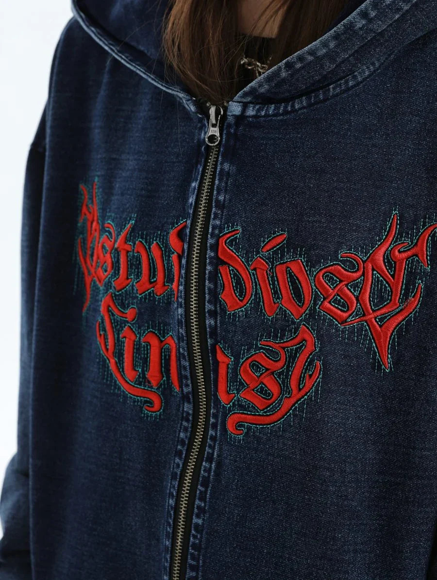 GOTHIC LETTER LOGO DENIM JACKET   FE0122