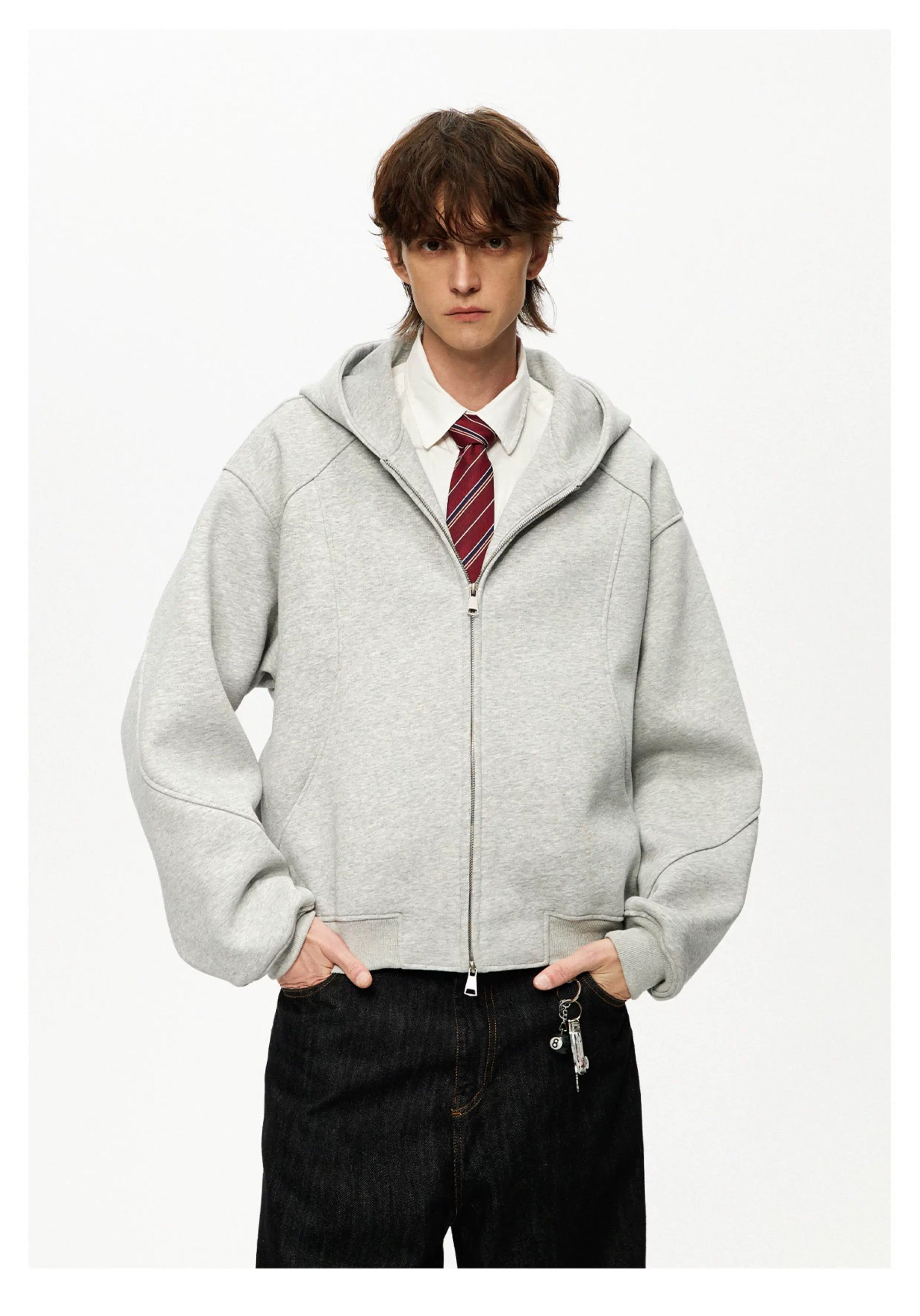 Men’s Cropped Zip-Up Hoodie – American Street Minimal Short Hoodie Jacket FE0003